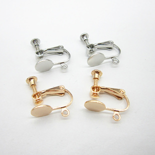 diy饰品配件真金电镀无痛无耳洞平托螺丝耳夹无挂带挂耳饰材料