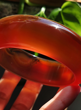 玛瑙印象 纯天然巴西老红料玛瑙手镯 高油度酒红醇厚红 加厚58