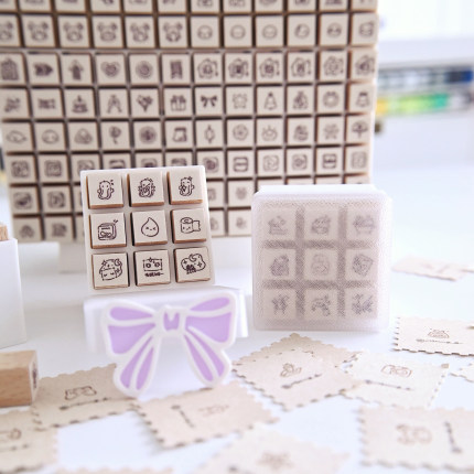 【Bring Q】原创/木质印章/可爱迷你印泥印章手帐M5活页打卡日常