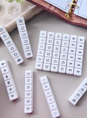 【Bring Q】原创心情六联按压印章功能性浸透印章手帐M5活页打卡