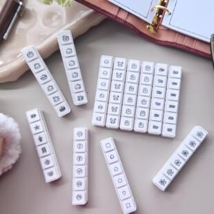 【Bring Q】原创心情六联按压印章功能性浸透印章手帐M5活页打卡