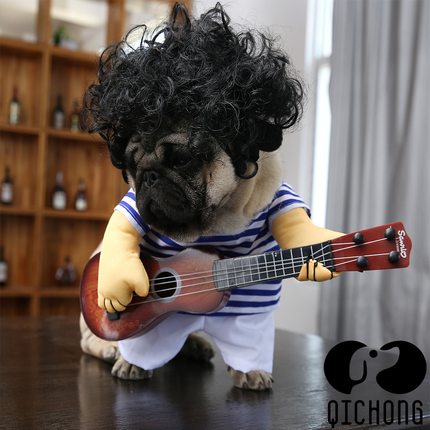 狗狗衣服猫咪宠物服饰拿弹吉他手变身装搞怪搞笑泰迪巴哥比熊春夏