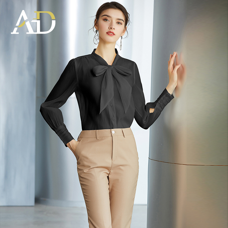 高级感蝴蝶结时尚通勤显瘦衬衫女