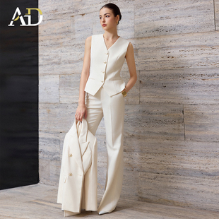AD简约V领纽扣马甲女轻奢通勤西装马夹2026春季气质优雅叠穿背心