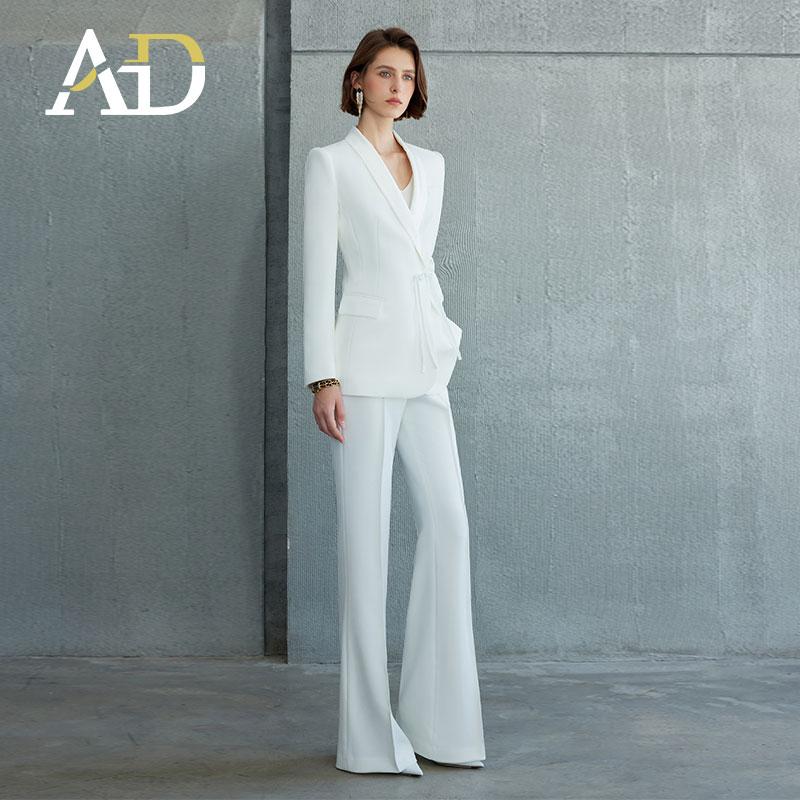 AD白色西装外套女高级感醋酸缎面新中式国风西服套装2025秋季新款