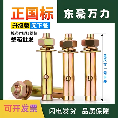 正国标小头膨胀螺栓彩锌膨胀螺栓铁膨胀螺栓外膨胀M6M8M10家用