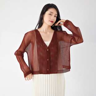 网纱透明针织衫 气质百搭长袖 上衣 外搭外套女防晒衣薄时尚 三宅开衫