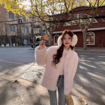 纯欲托斯卡纳复合皮毛一体长羊毛皮草外套女小香立领羊羔毛大衣