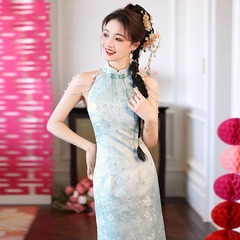 实体新中式晨袍女2024新款新娘敬酒服旗袍小个子改良订婚礼服