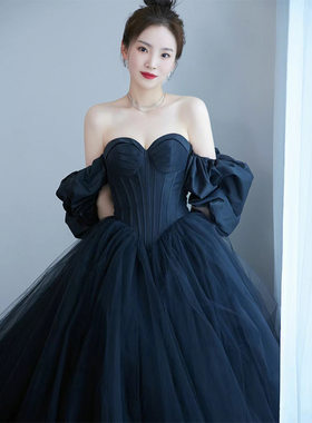 赫本风主婚纱2024缎面摄影写真服装气质宴会结婚礼服裙长款轻婚纱