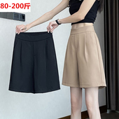 Ins潮宽松休闲中裤 冰丝阔腿五分裤 胖mm超大码 显瘦短裤 女夏季 新款