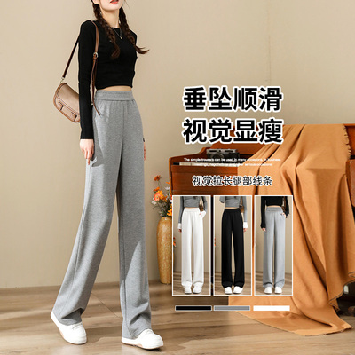 显瘦百搭秋冬加绒加厚直筒长裤潮