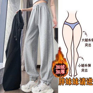 女宽松休闲小个子灯笼萝卜裤 秋冬加绒加厚高腰韩版 运动束脚哈伦裤