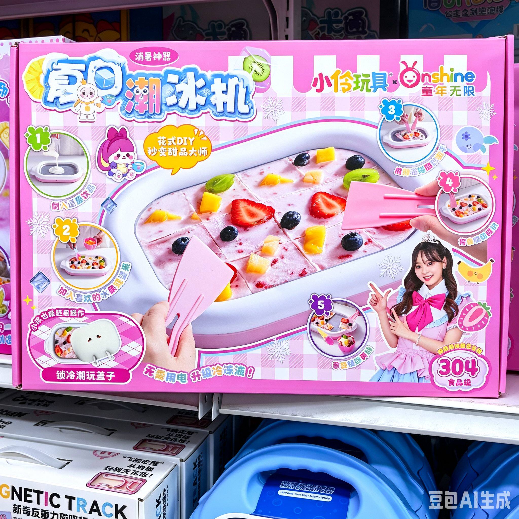 小伶玩具炒酸奶机家用小型食品级免插电冰淇淋儿童手工diy炒冰机6