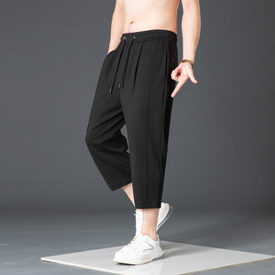 潮青年宽松小脚百搭卫裤 哈伦裤 8分休闲运动短裤 男棉料薄款 七分裤