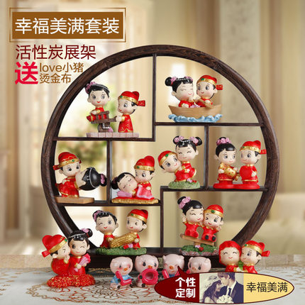 上善若水创意结婚礼物摆件 实用高档博古架婚庆摆设家居饰品0049