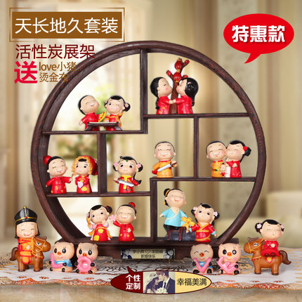 上善若水创意结婚礼物摆件 实用高档博古架婚庆摆设家居饰品0049