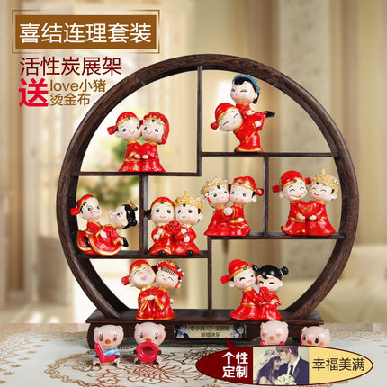 上善若水创意结婚礼物摆件 实用高档博古架婚庆摆设家居饰品0049