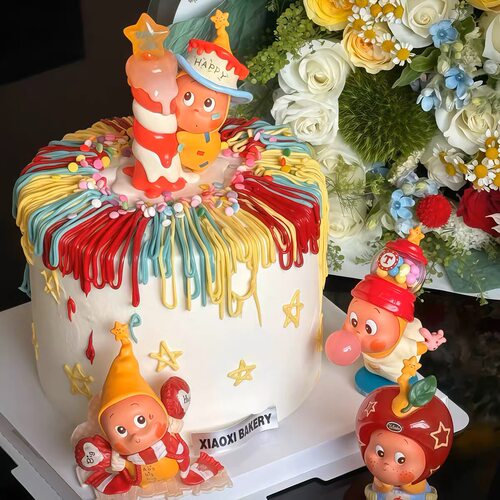 可爱许愿宝宝星星人蛋糕装饰摆件卡通儿童生日海绵公仔蜡烛插件