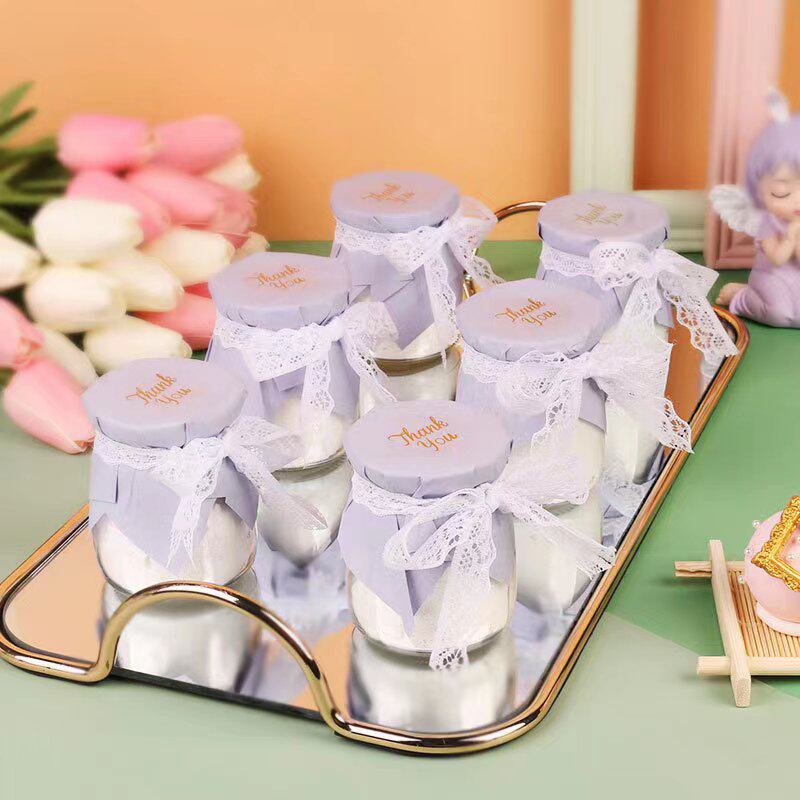蛋糕装饰 thank you6厘米贴纸 婚礼甜品台wedding布丁瓶贴