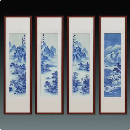 景德镇手绘瓷板画青花梅兰竹菊