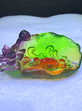 琉璃螃蟹名片夹名片座摆件工艺品高档商务礼品店铺办公室桌面实用