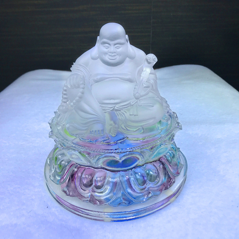 琉璃莲花弥勒佛佛像摆件大肚笑佛工艺品家居饰品客厅玄关家用供奉