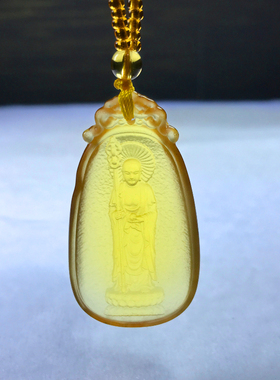 琉璃地藏王佛像吊坠项坠九华山站像地藏菩萨男女项链挂件随身结缘