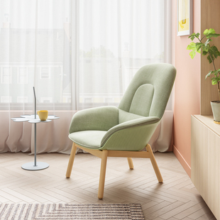 森川设计师沙发椅接待阳台客厅老虎椅侘寂风极简实木单人休闲椅子