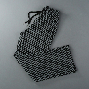 清仓~清库存~垂感棋盘格子纹羊毛绒阔腿裤子