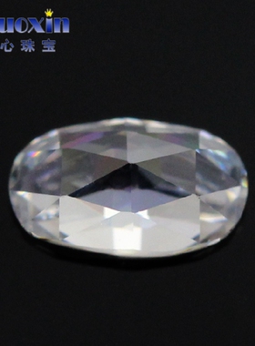蛋形平底玫瑰切面白色锆石裸石潘家饰品椭圆形三角板面人造CZ宝石