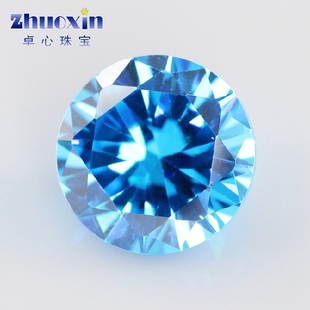 15mm 3.25 海蓝天蓝色锆石蓝宝石裸石 圆形尖底人造CZ钻镶嵌diy