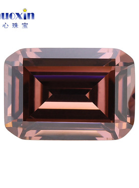 长方形倒角车平胭锆戒面裸石 祖母绿切割胭脂色锆石人造宝石裸钻