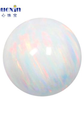 圆珠白欧泊石欧珀裸石 球形珠子合成澳宝光珠无孔多彩炫彩OP18