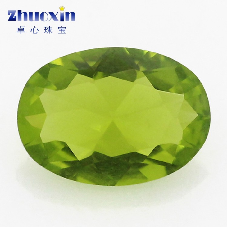 蛋形橄榄绿色玻璃戒面裸石高仿钻 椭圆形人造橄榄绿玻散珠镶珠宝