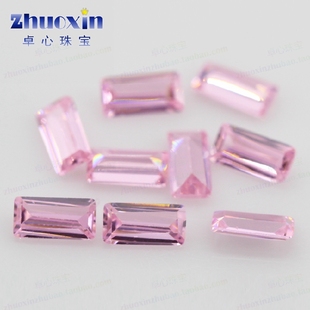 长方形直角车平粉红色锆石裸石 合成立方氧化锆镶嵌手表美甲钻DIY
