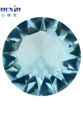 106#尖晶蓝色玻璃圆形裸石浅蓝宝石 高级水钻镶嵌饰品4.5mm~12mm