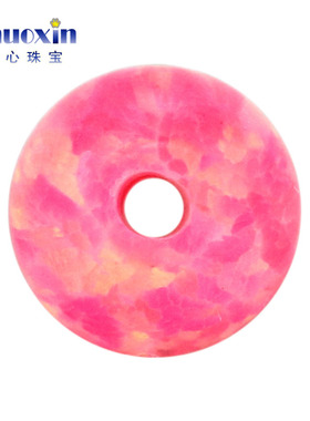 全孔圆珠红色变彩欧泊石欧珀裸石 球形打孔珠子合成澳宝通孔OP42