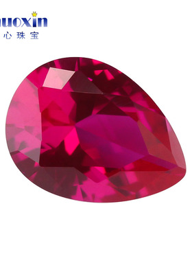 梨形5#红刚玉裸石戒面 水滴形实验室合成培育红宝石Ruby主石配石