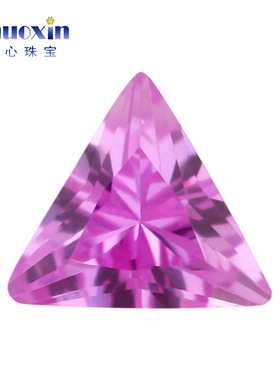 直三角形尖底合成刚玉3#玫粉色裸石 三角形直角刚玉宝石镶嵌配钻
