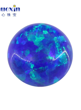 圆形人造欧泊石OPAL 圆形平底素面蓝色系变彩欧珀澳宝裸石OP27
