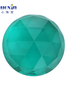 圆形平底玫瑰面117#纳米戒面裸石 绿色三角切面人造镶嵌潘家