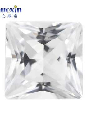 公主方天然白托帕石尖底裸石 天然白黄玉宝石正方直角形镶嵌配石