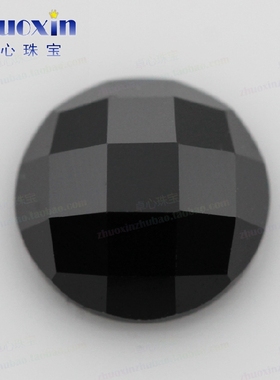 圆形平底龟面黑色锆石裸石 黑锆格子面人造CZ美甲仿钻首饰配饰DIY