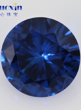 圆形113#合成尖晶蓝宝石戒面裸石钻 人造蓝色宝石DIY主石4.5~15mm