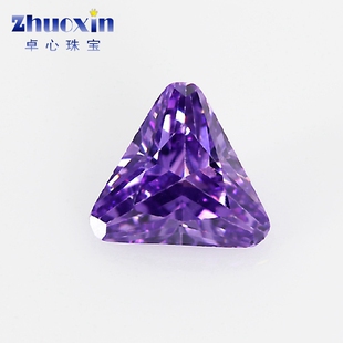 三角形倒角紫红色锆石裸石戒面 耳钉钻戒托石仿钻饰品配件主石DIY