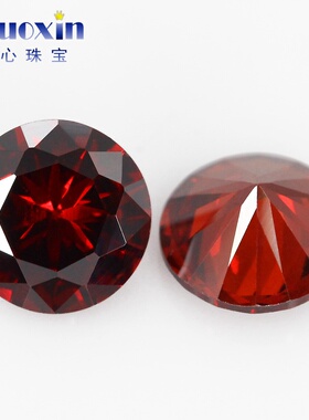 圆形深石榴红色锆石戒面裸石仿钻 人造大红色宝石主石0.8~2.75mm