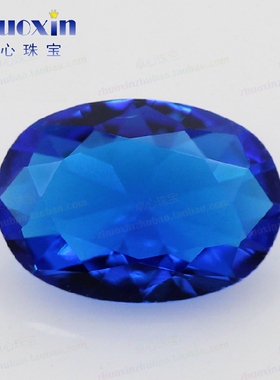 椭圆形113#尖晶蓝玻戒面裸石 蛋形人造深蓝色玻璃镶戒指耳环主石