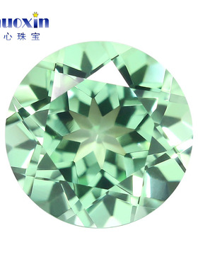 天然底切工绿刚圆形尖底裸石 合成刚玉合成蓝宝石73#绿色宝石镶嵌