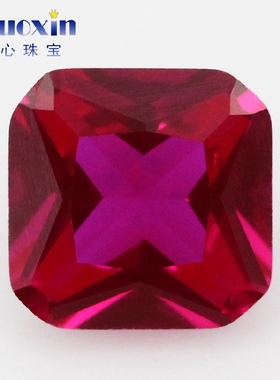 正方倒角5#红刚玉戒面裸石 合成培育红宝石小八角Ruby戒指主石钻